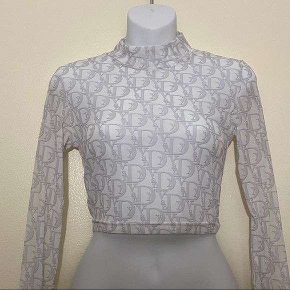 Vandy The Pink Mesh Monogram Crop Top - Picture 1 of 4